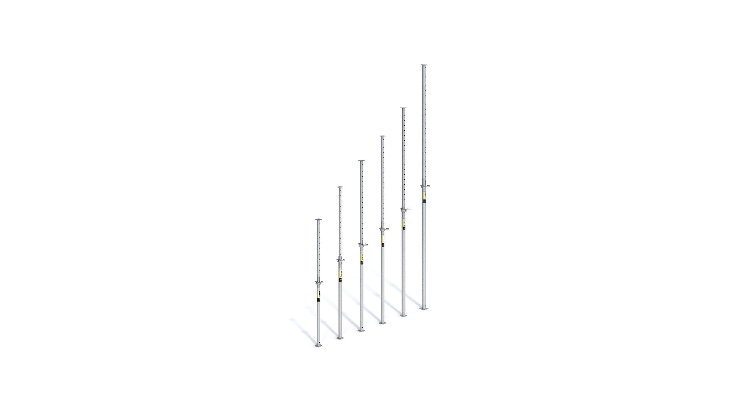 A wide variety of light duty steel props. Highlights: easy striking system, full protection for workers' hands and self-cleaning thread.